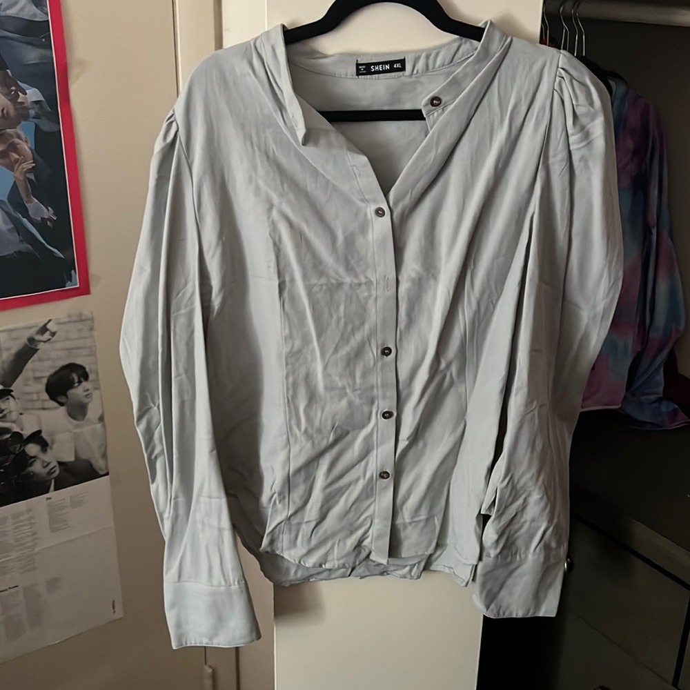PLUS SIZE Dress Shirt. 4XL. Green.